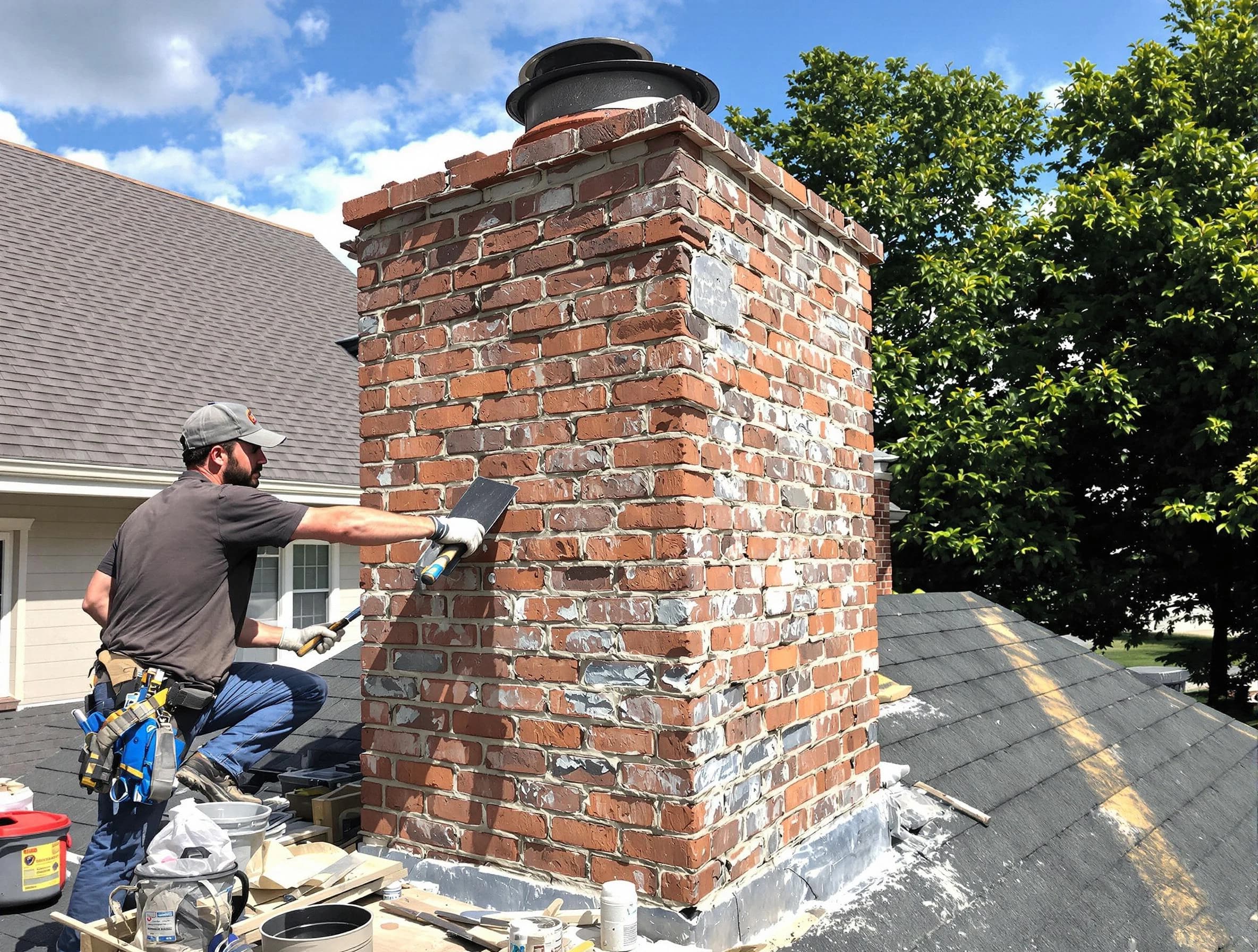 Completed chimney rebuild by Revere Chimney Sweep in Revere, MA