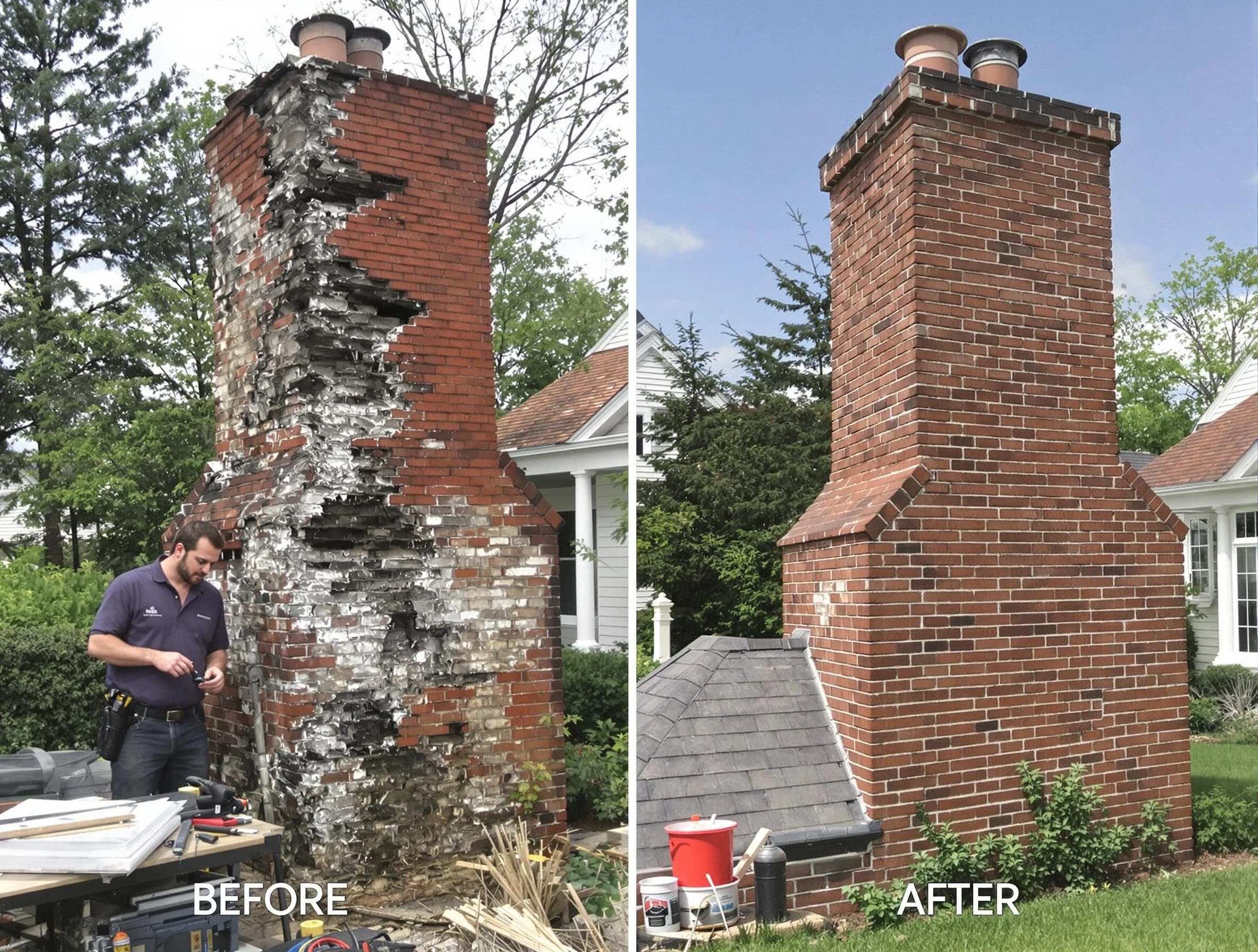 Revere Chimney Sweep performing a full chimney restoration in Revere, MA