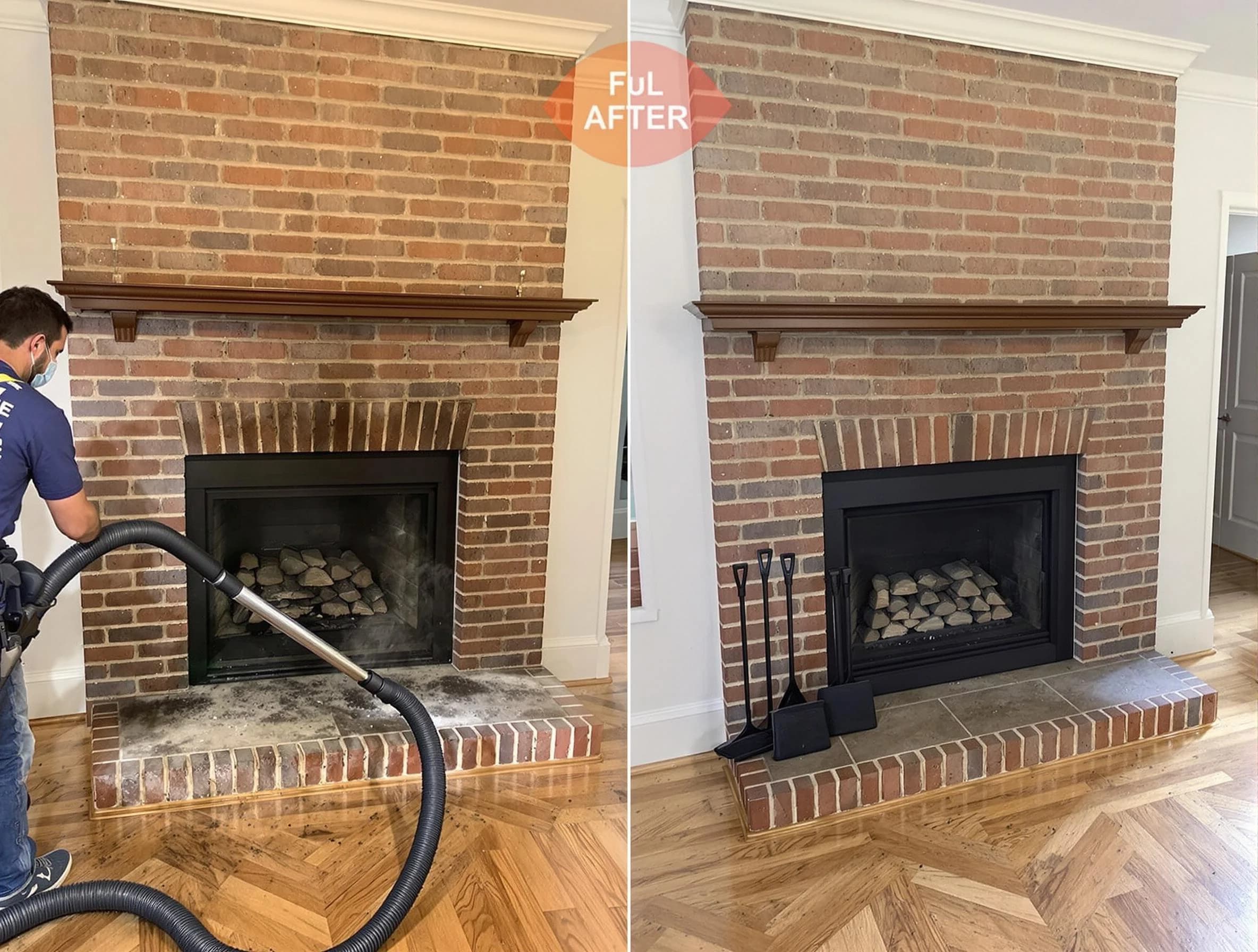Revere Chimney Sweep carefully sanitizing a fireplace in Revere, MA