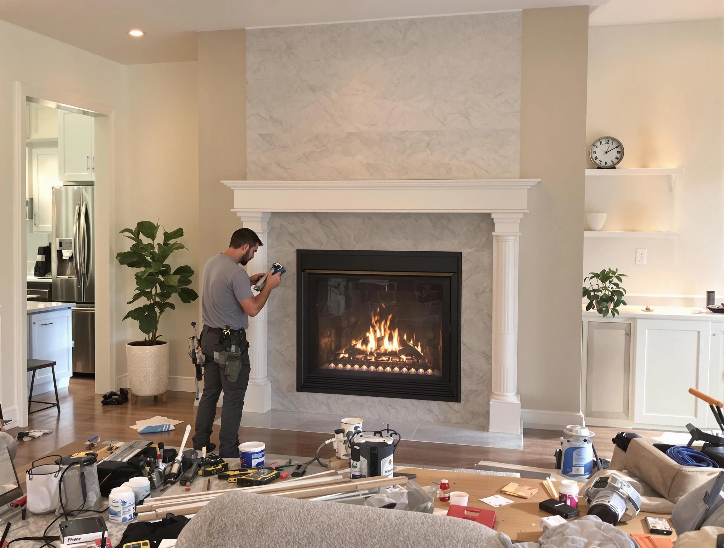 Newly installed fireplace by Revere Chimney Sweep in Revere, MA