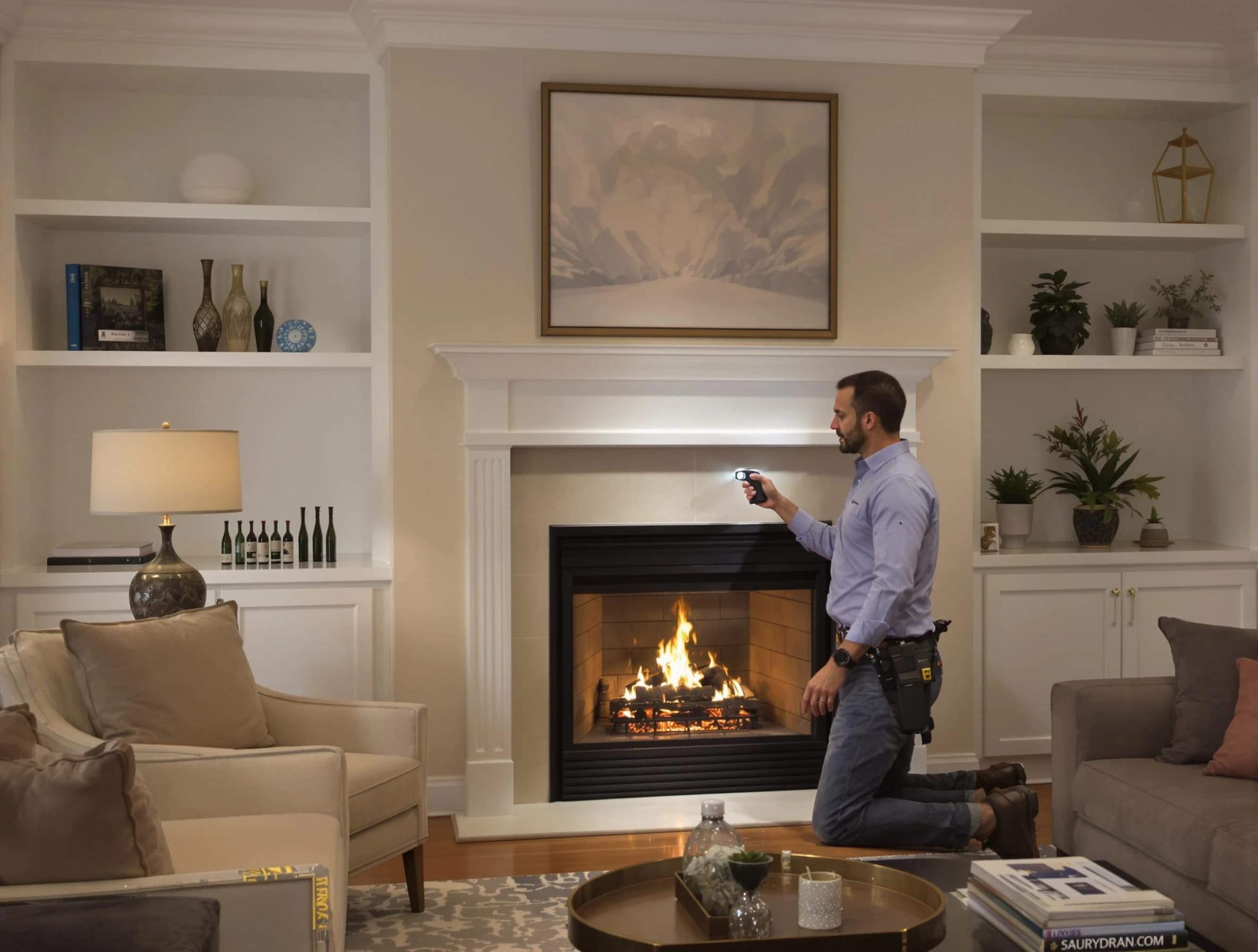 Revere Chimney Sweep conducting a fireplace safety inspection in Revere, MA