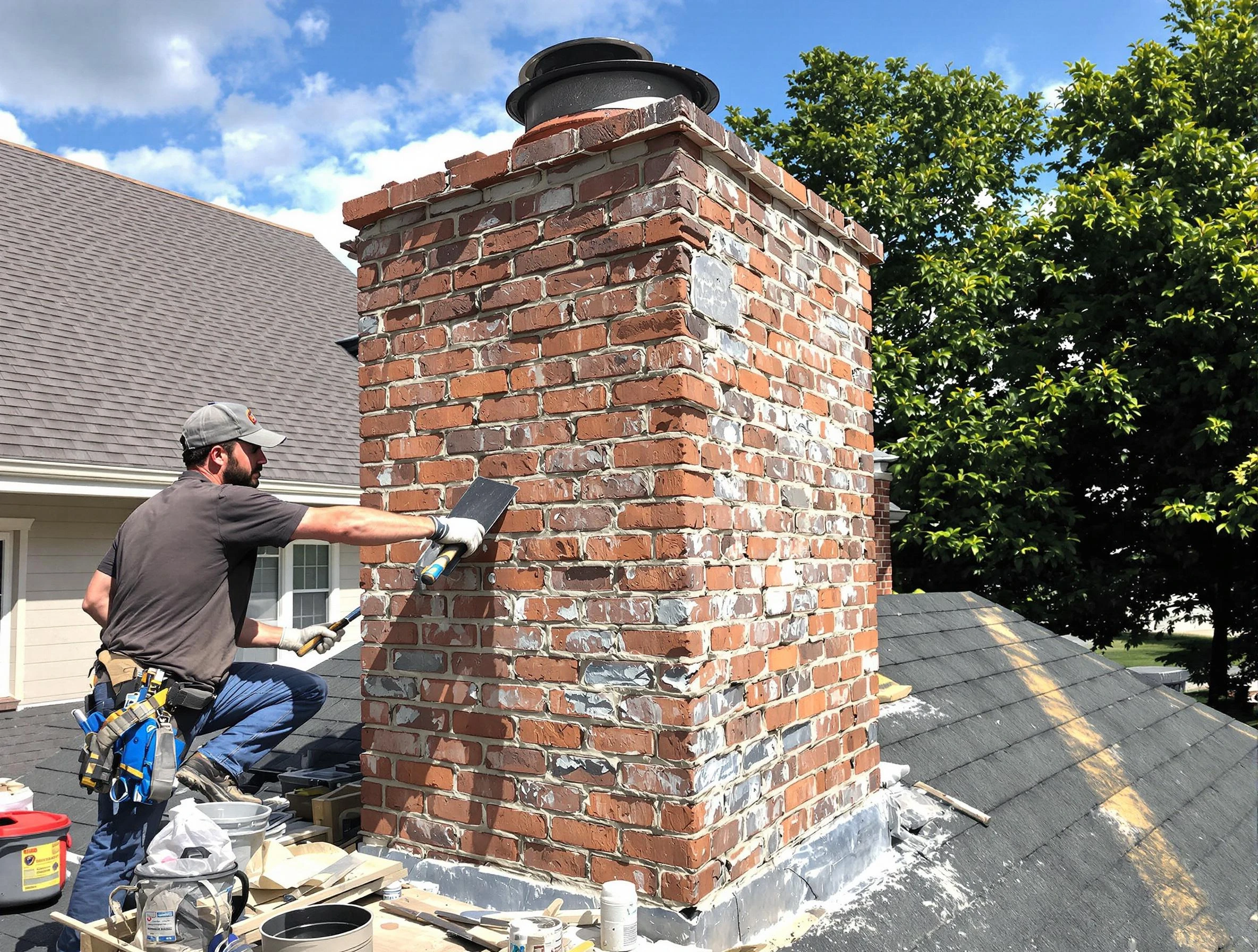 Completed chimney rebuild by Revere Chimney Sweep in Revere, MA