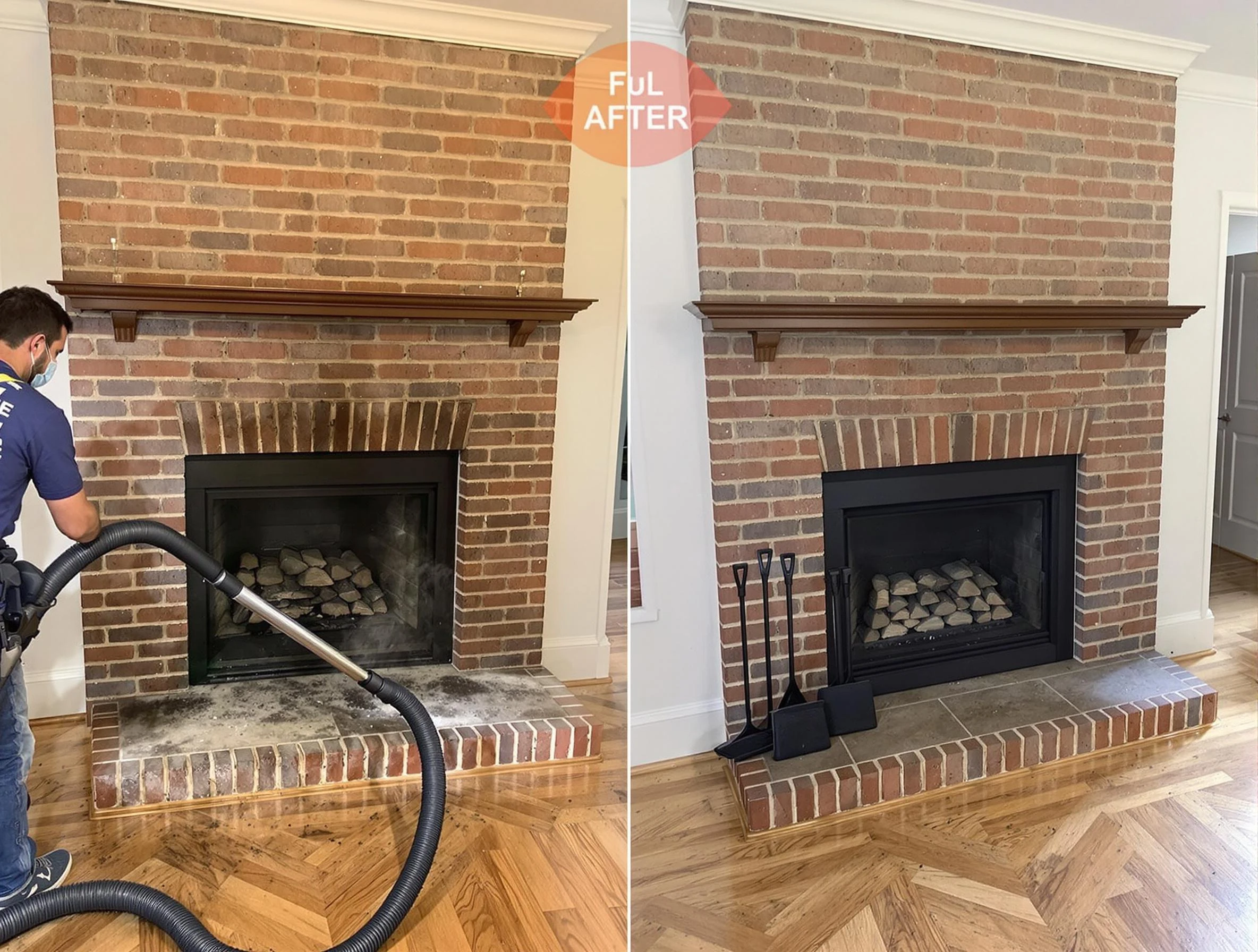 Revere Chimney Sweep carefully sanitizing a fireplace in Revere, MA