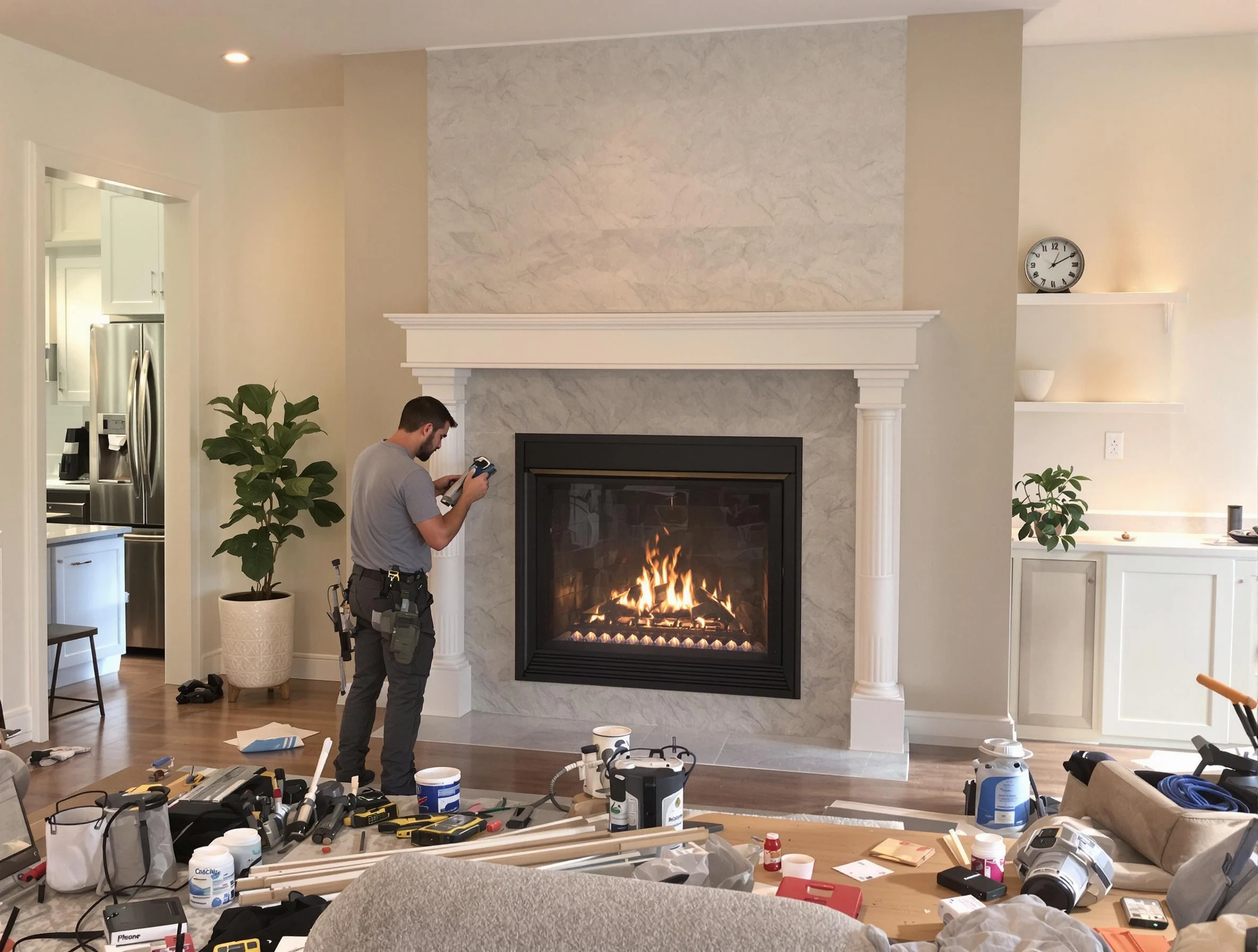 Newly installed fireplace by Revere Chimney Sweep in Revere, MA